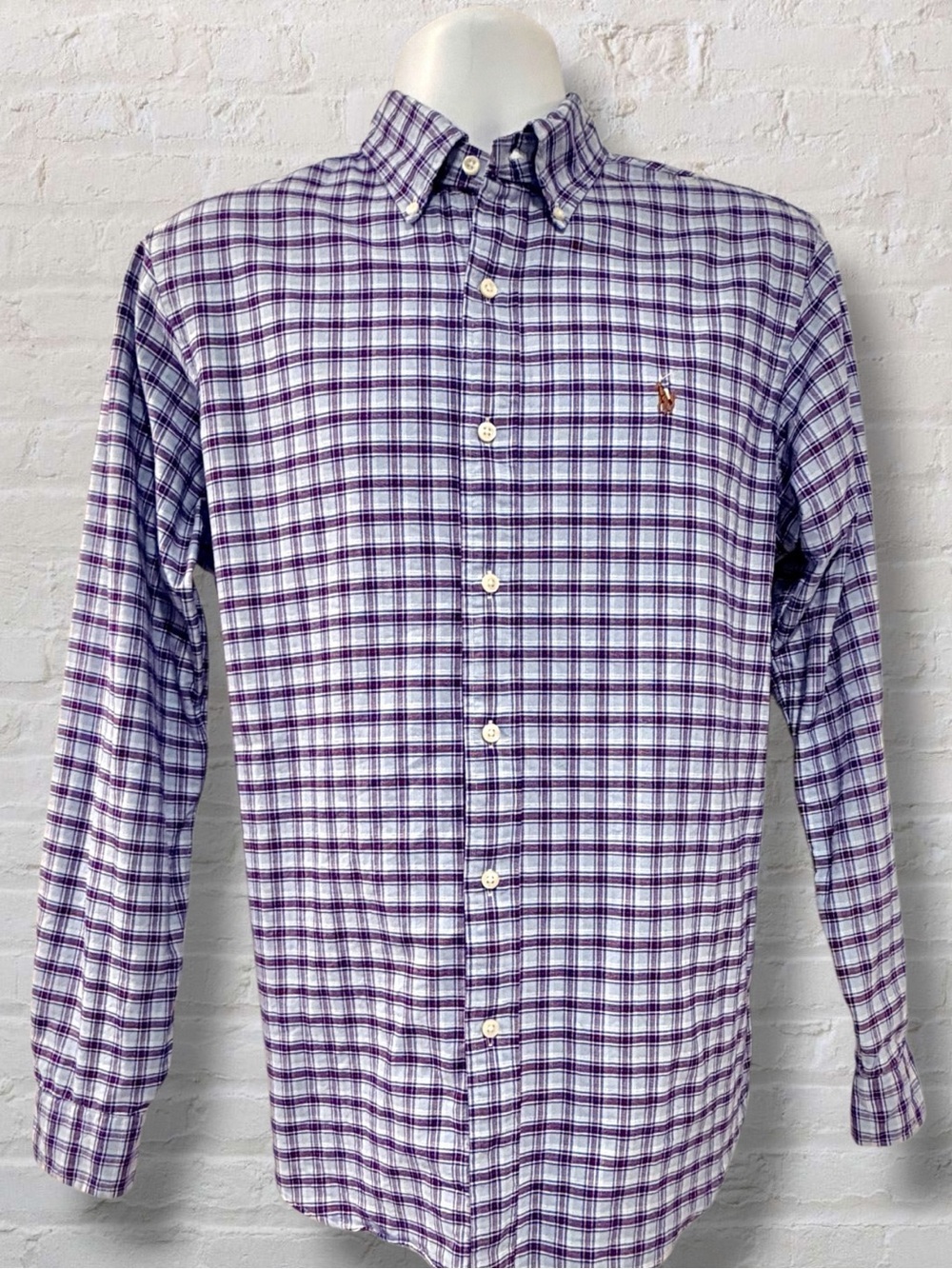 Polo Ralph Lauren Purple Plaid Button Down Shirt Multicolor Pony Classic Mens